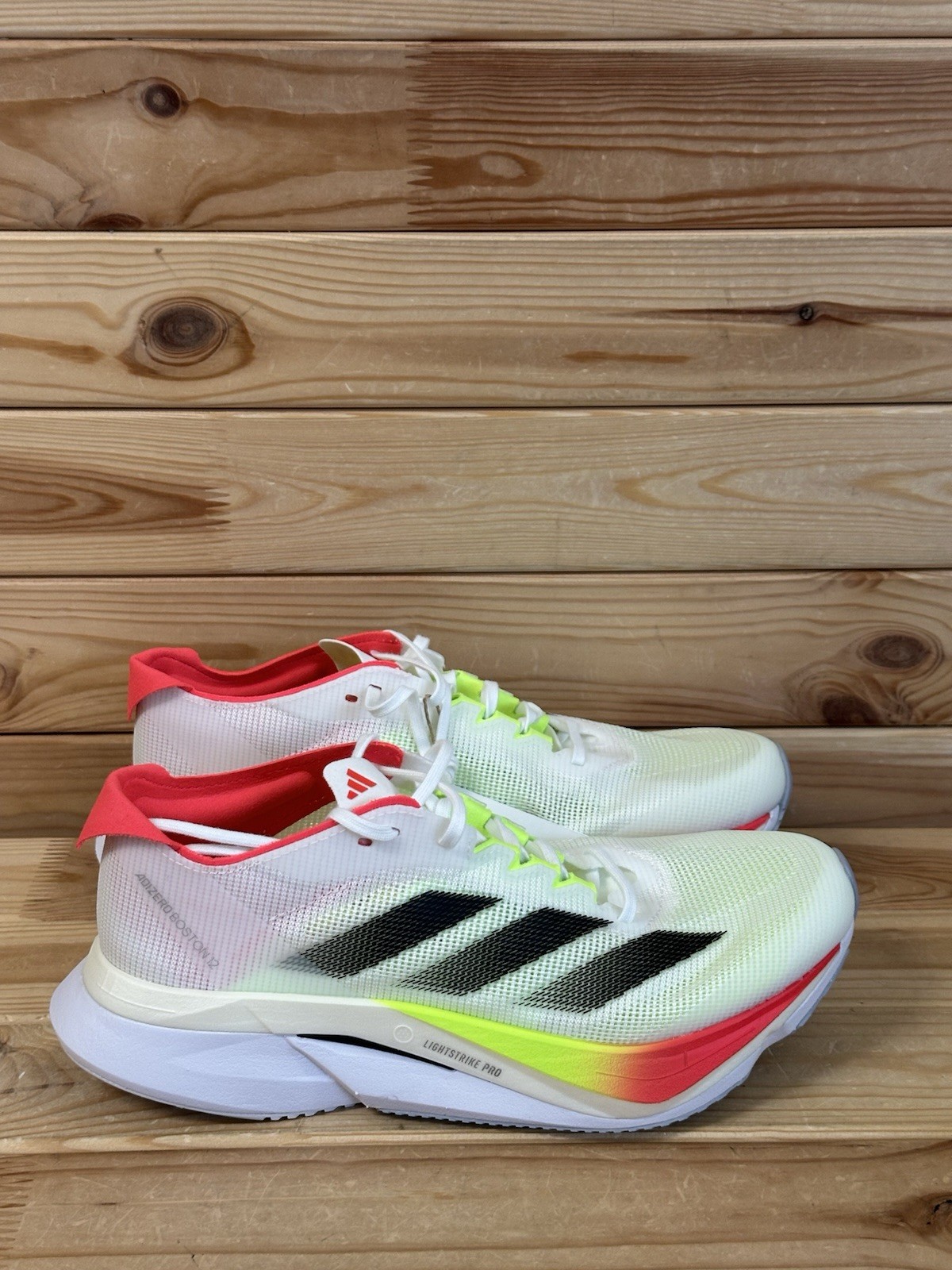 Size 7.5 - Adidas Adizero Boston 12 White Black Lucid Red Women’s JQ2554 NEW image 4