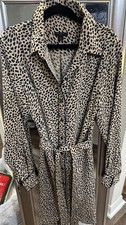 Ann Taylor Long Sleeve Animal print -Cheetah Belted Shirt Dress -Petite Small