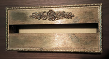 Vintage Hollywood Regency Style Gold Tone Filigree Brass Tissue Box Holder