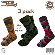 Christmas Sale Big Kids Crew Socks Cotton Camo Socks for Youth 3 pack Camo Socks