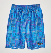 Nike Boys Breaker Volley Shorts Blue Just Do It Graphic Mesh Lined Activewear XL