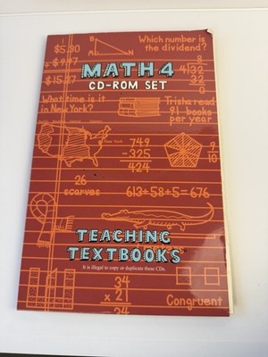 Teaching Textbooks Math 4 Complete CD-ROM Set 4 Discs Grade 4 Homeschool