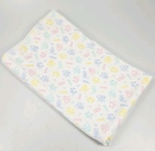 Vintage Carters Flannel Receiving Blanket Bunnies Bears Rattle Logo Pastel