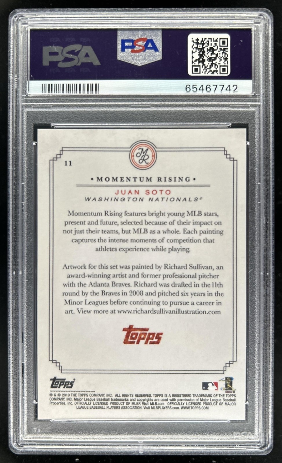 2019 Topps On-Demand Momentum Rising Juan Soto #11 Nationals PSA 10 GEM MINT view 2