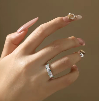 Halb-Ewigkeitsring 2,0 kt Ovalschliff Laborgefertigt Diamant Testpass VVS1/D 18 K Gold