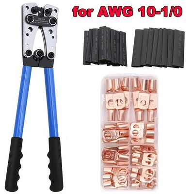 141PCS Copper Lugs Ring Terminals Bare Battery Welding Crimp Wire Connectors Kit