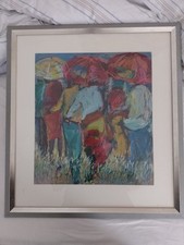 Orig. Gem&auml;lde Justin Gope (Simbabwe) v. 1997 ,sign Wachskreide / &Ouml;lpastell