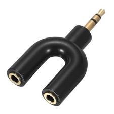 Headphone Splitter Adapter, TRS 3.5mm Male to Dual TRS 3.5mm Female, Black