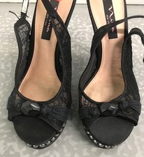 NINA SLINGBACK HEELS Studded Ladies Shoes BLACK Size 8M