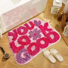 You Look Good Bath Rug Pink Bathroom Rugs Cute Bath Mat Washable 21"x25"