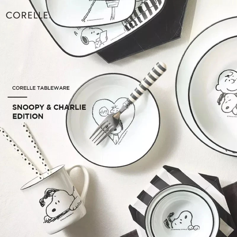 CORELLE x Peanuts Snoopy & Charlie Edition 10P Set Dinnerware Plate Bowl Kitchen - Image 3 of 4