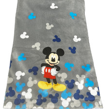 Disney Baby Gray Blue Mickey Mouse Blanket 2 Layer Reversible Logo Head Standing