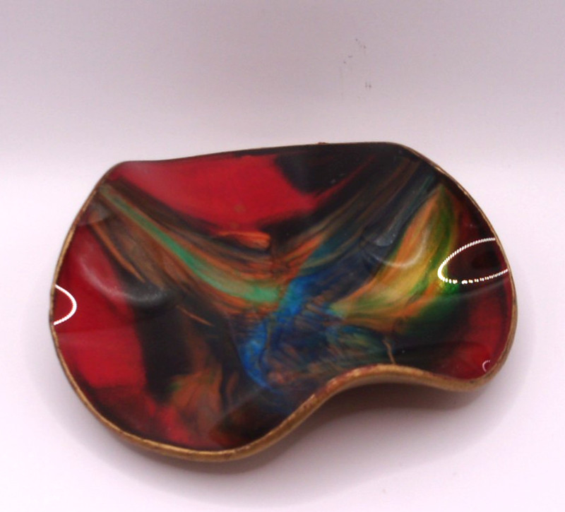 Vintage Swirled Colors Seetusee Glassware Dish MAYFAIR Pig Skin Backed Canada
