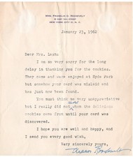 Eleanor Roosevelt. Signed letter thanking a f...