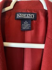 651-Lands End Women  s Red Wool  Cashmere Blend Blazer Size 8P