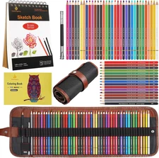 48-Color Pencil Set with Sketchbook and Canvas Case for Art Enthusiasts
