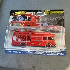 HOT WHEELS CAR CULTURE TEAM TRANSPORT FERRARI 250 GTO FIAT 642 RN BARTOLETTI #83