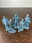 1960s Marx Police Officers Firemen Blowing Whistle Auburn Rubber 5 Figures Blue