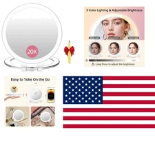 Rechargeable 20X Magnifying Mirror with Adjustable Rotation & 3 Lighting Modes