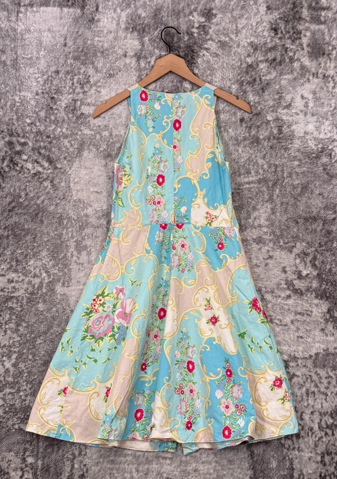 Vestido Blumarine 44/Estados Unidos Grande Mujer Barroco Floral Patrón SS 2001 Pasarela Midi Foto 3 de 4