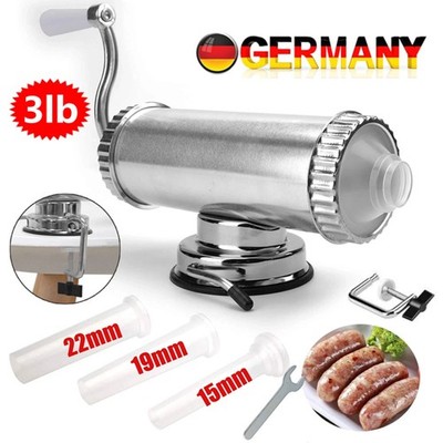 Wurstfüller Manuell Wurstfüllmaschine Wurstspritze Wurstpresse + 3 Füllrohre Set