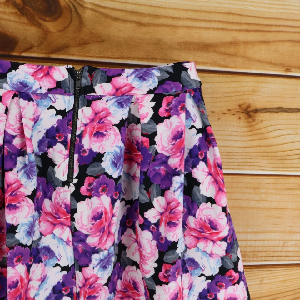 Minifalda plisada Forever 21 para mujer talla M púrpura rosa floral poliéster elástica Foto 4 de 4