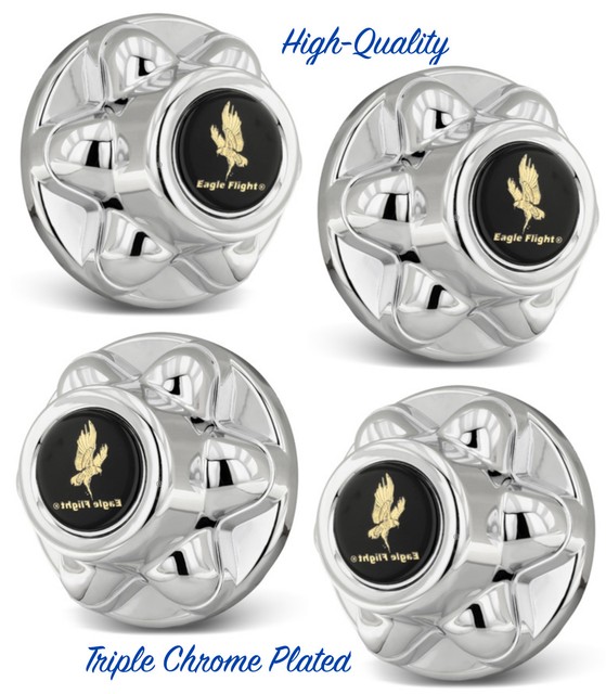 15" TRAILER 6 LUG WHEELS TRIPLE CHROME PLATED WHEEL CENTER CAP HUB CAP