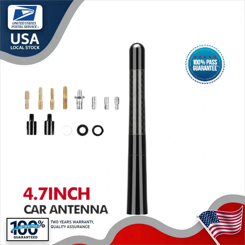 4.7" Black Short Radio Mast Aerial Antenna W/Screws For Mitsubishi Mirage G4 - Image 2 of 4