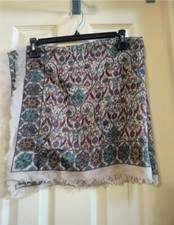 Vintage The Specialty House Paisley PRINT Frayed Hem 33 x 33 SQUARE Scarf Wrap