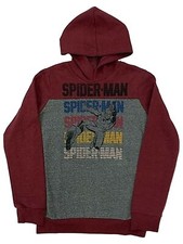 Boys Gray  Burgundy Spider-Man Pullover Hoodie Superhero Sweatshirt