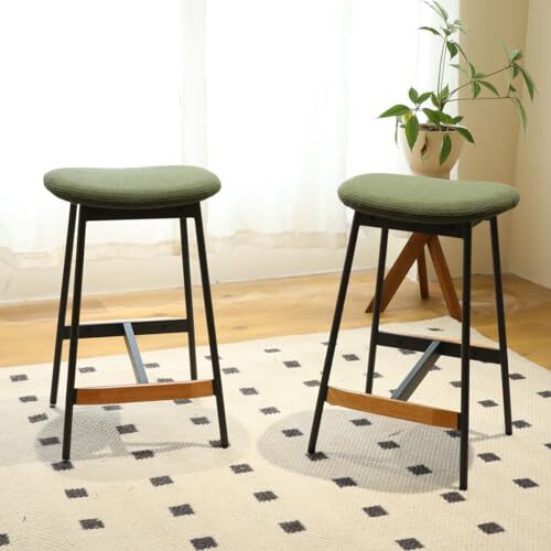 Modern Set of 2 Bar Stools Comfortable & Counter HeightSeat height