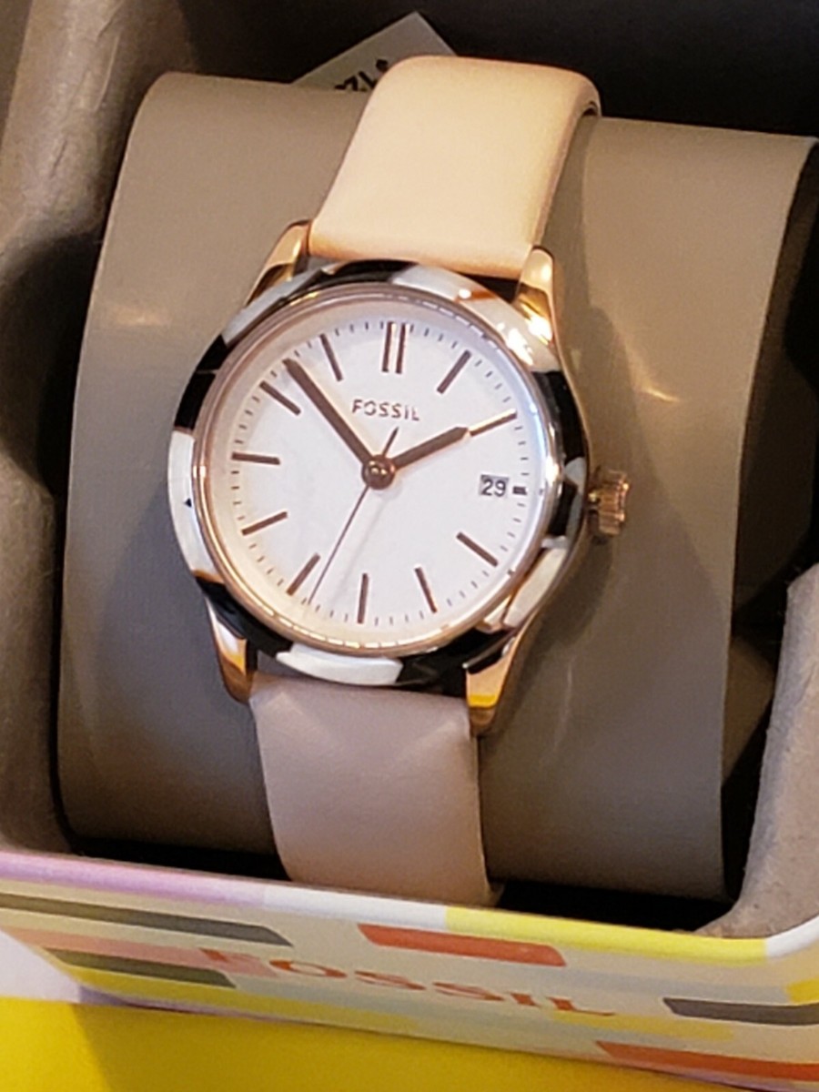 Fossil Bq3586 Adalyn Three-Hand Date Blush Leather Watch | eBay
