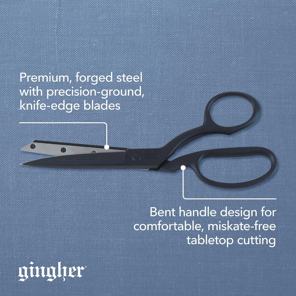Gingher Featherweight Bent Handle Scissors - 8" Stainless Steel Shears - Sharp F - Image 4 of 4
