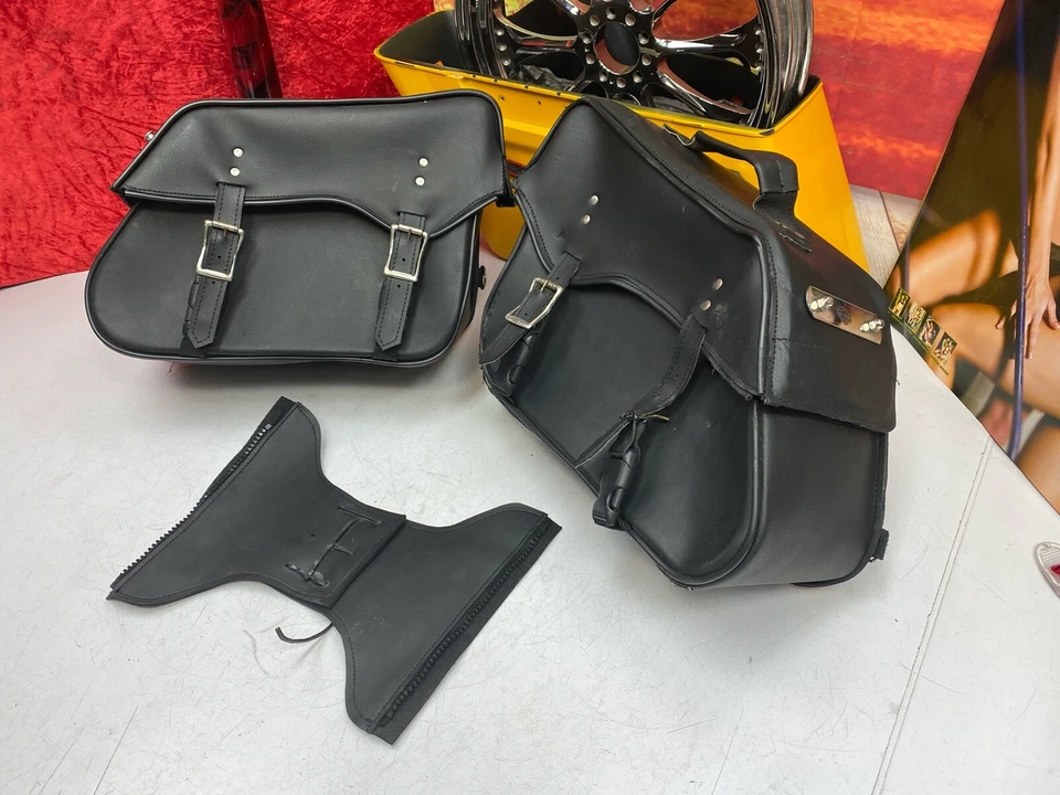 🔥Harley Honda Yamaha Suzuki Kawasaki Leather Throw Over Saddlebags🔥 - Image 2 of 4
