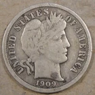 1909-D Barber Dime 10c F-VF