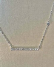 1Ct Round Cut Pave Diamond Bar Pendant Necklace 18K White Gold Over No Chain