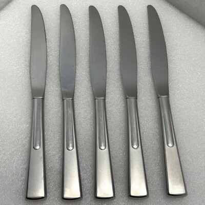 5 Oneida USA Dinner Knives CENTIGRADE Stainless Flatware Frosted Handle Glossy