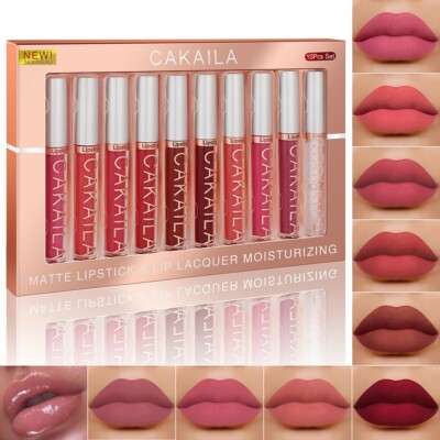 Lipgloss Set 10tlg Long Lasting Glazed Matte Beauty Liquid Lipstick Lip Make Up