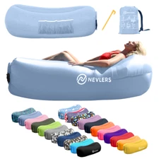 Nevlers Periwinkle Blue Inflatable Lounger with Travel Bag and Pockets