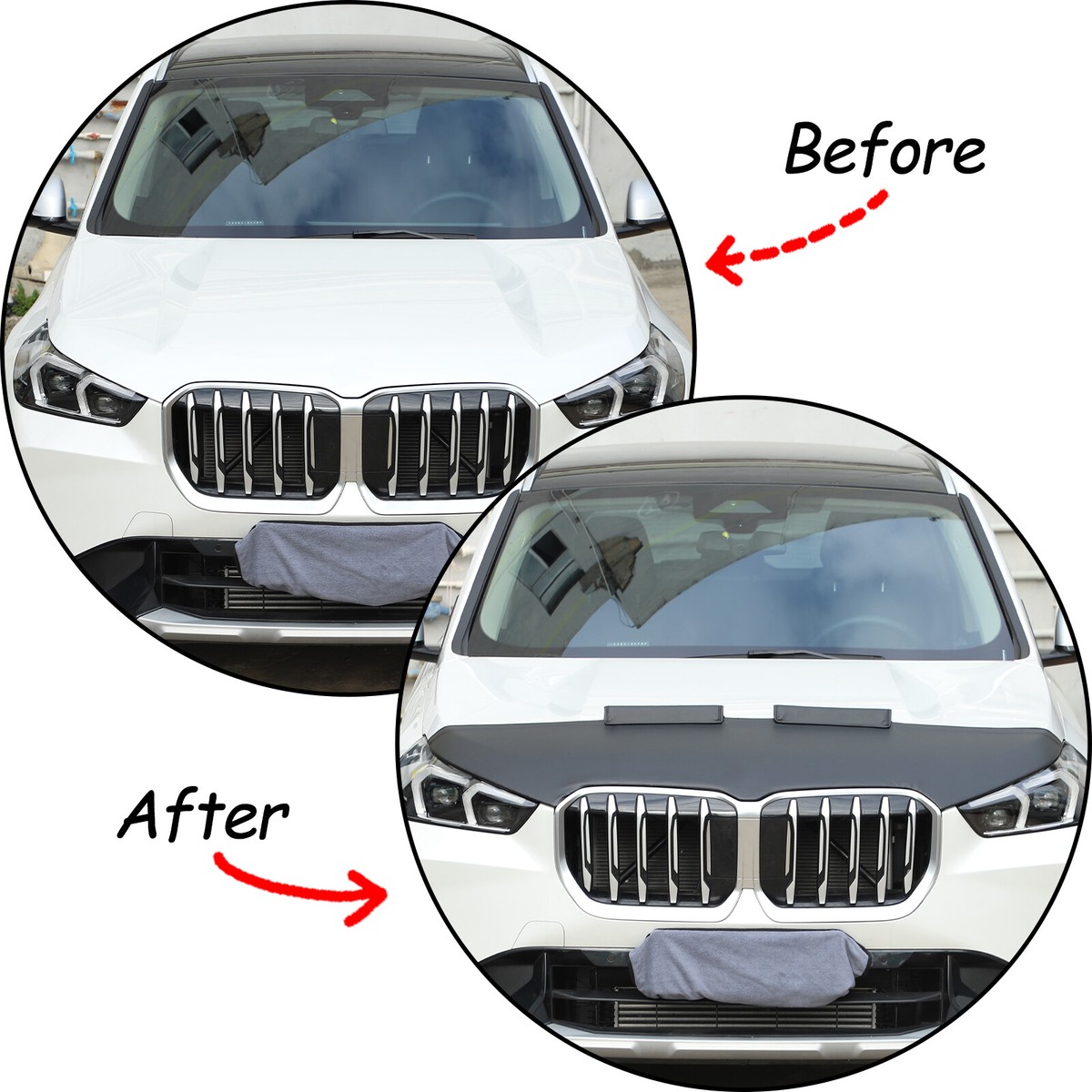 Pu Leather Hood Protective Bar Shelf Bug Stone Deflector Fit For