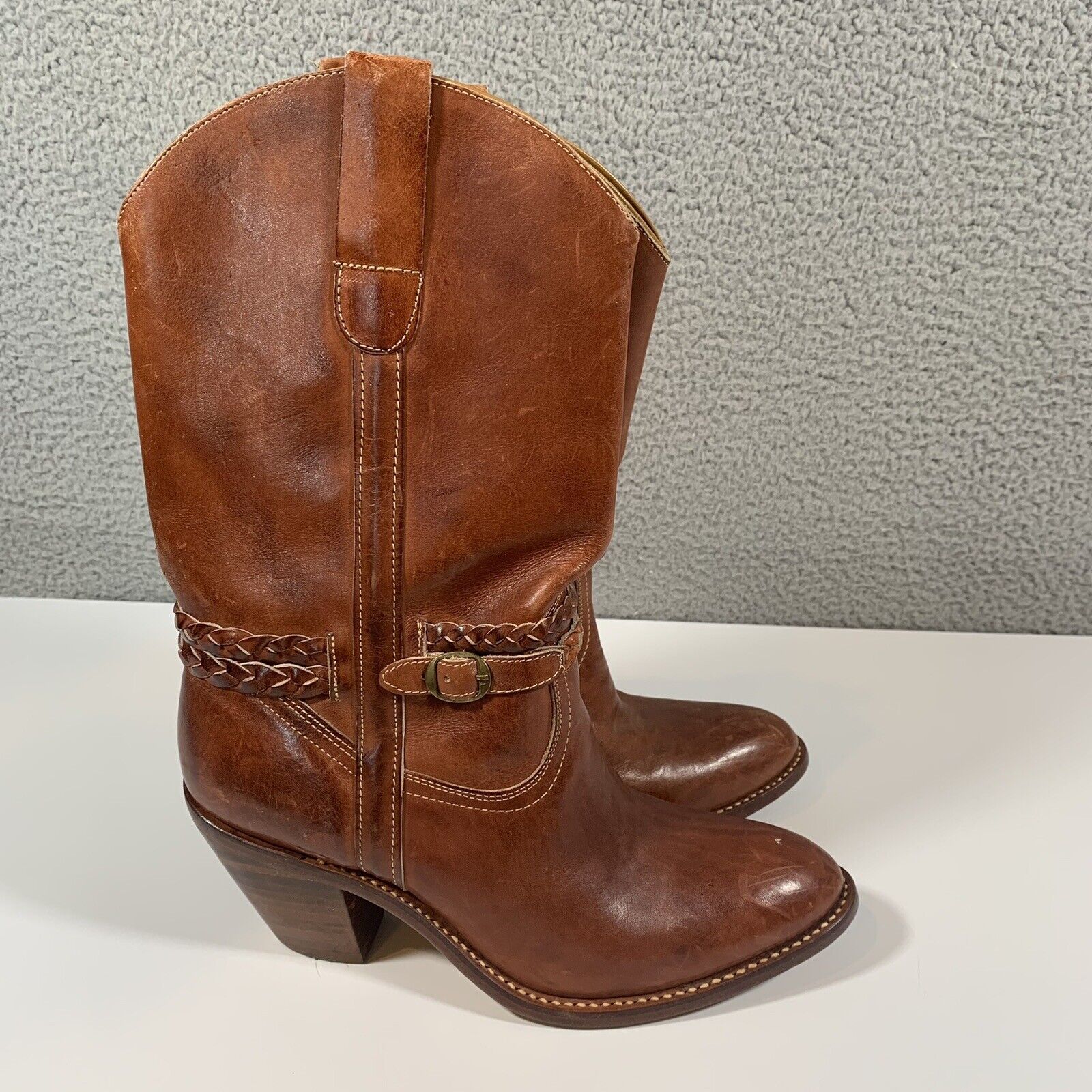 TOWN & COUNTRY Brown Leather Western style Boots … - image 1