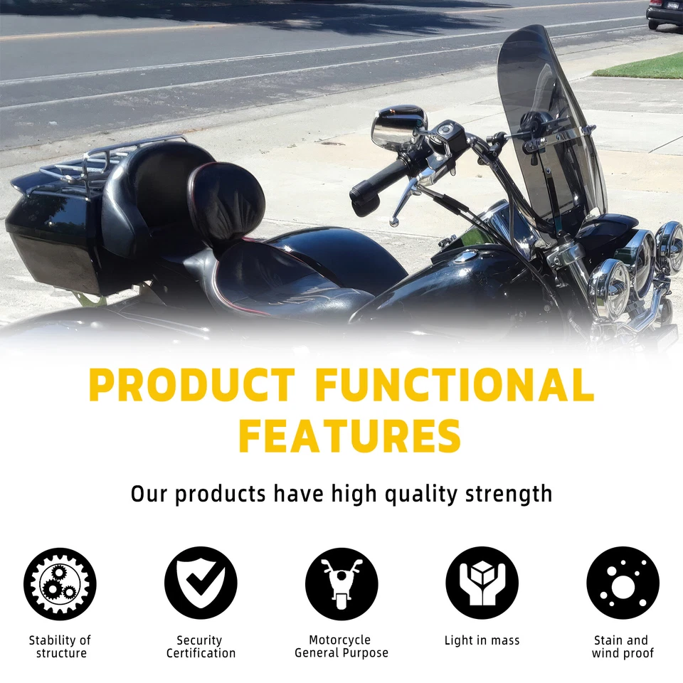 Manillar grande de 7/8"" 1"" parabrisas de humo para Yamaha Virago XV250 XV750 18"x16" Foto 4 de 4