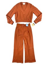 VTG palazzo BOTTOMS CROP TOP SET BOHO HIPPIE FESTIVAL NWT BOBBIE BROOKS