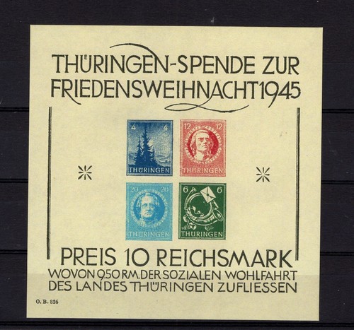 Germany 1945 Thuringen - Christmas block - forgery/replica