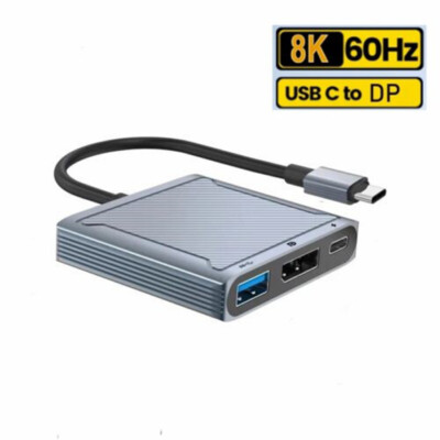 3 In 1 USB Type C Docking Station Type C To Display Port USB 2.0 With PD 60W 