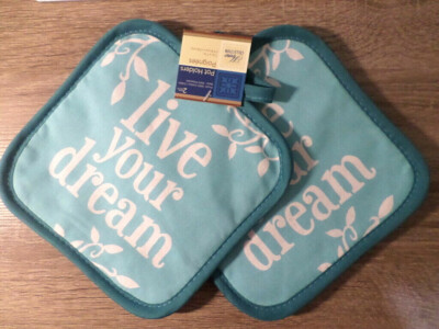 Home Collection Live Your Dream Themed Pot Holders,Set of 2, 7x7 inches