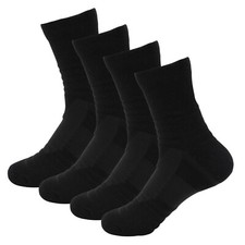 4 Pairs Mens Athletic Cotton Casual Dress Long Black Breathable Crew Socks Lot