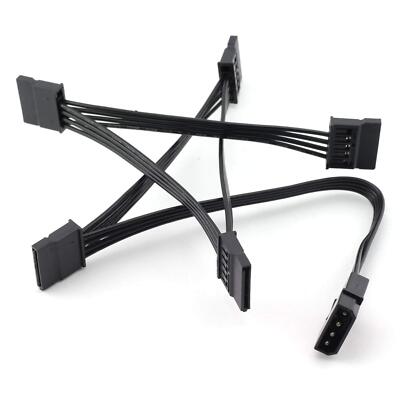 IDE to SATA Power Cable Splitter 1 to 5 SATA Power Adapter 18AWG Black