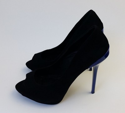 blue shiny heels