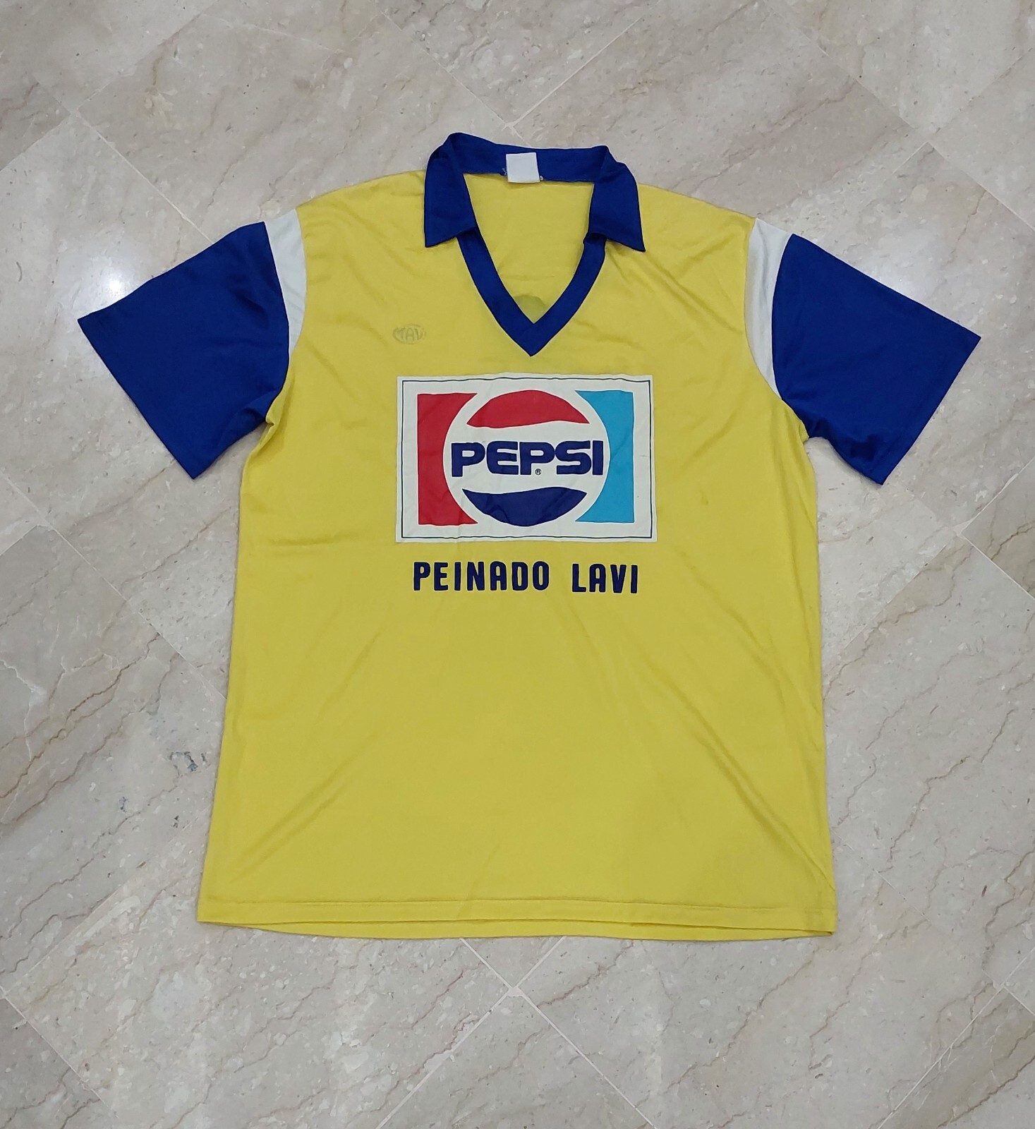 blokecore style #4 Cospo Pepsi Vintage 80s 90s Yellow Jersey T shirt Size L